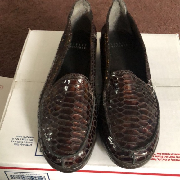 Stuart Weitzman Crocodile-Embossed Platform Loafer Sz.10 - Picture 3 of 5